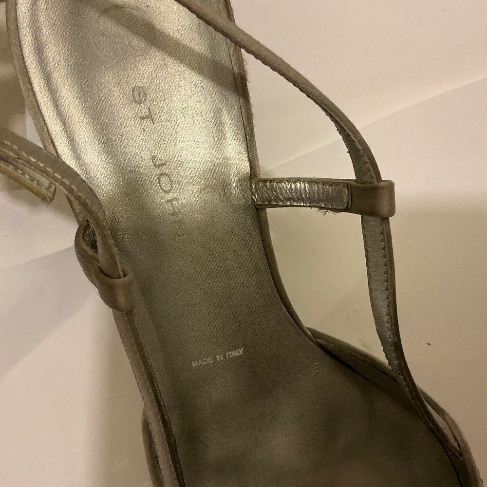 St. John Women's Shoes Pumps Heels Sling Back Metallic Silver Italian Size 8.5B - Picture 7 of 9